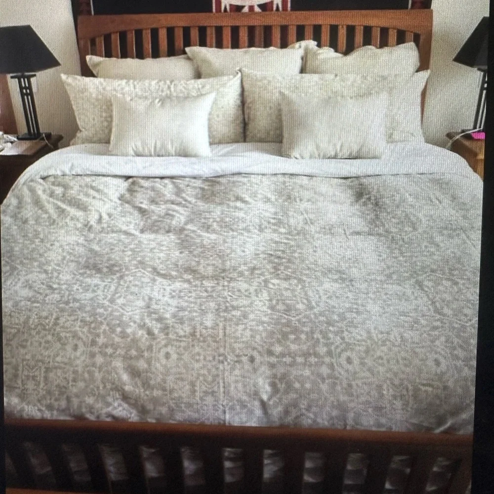 Ballard Designs Suri Printed Velvet ONE standard sham- Flax
